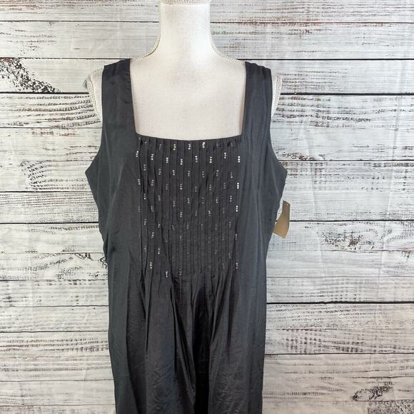 Coldwater Creek Dress size 14 Gray Beaded Flared Sequins Pleating Midi Lagenlook - Picture 2 of 9